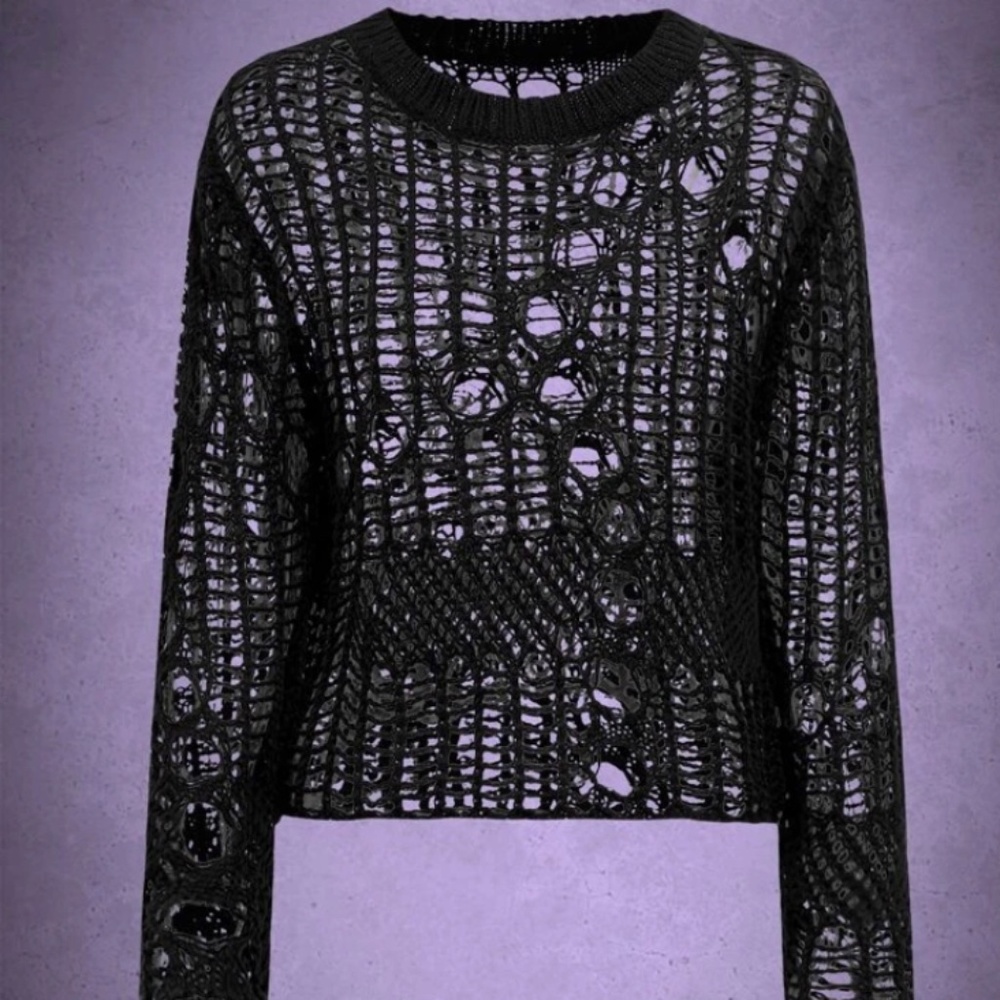 Goth Sheer Hollow Out Sweater